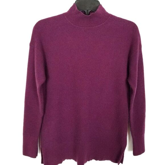 L.L.Bean Women Recycled Cashmere Pullover Sweater Sz S Purple Mock Neck - Picture 1 of 5